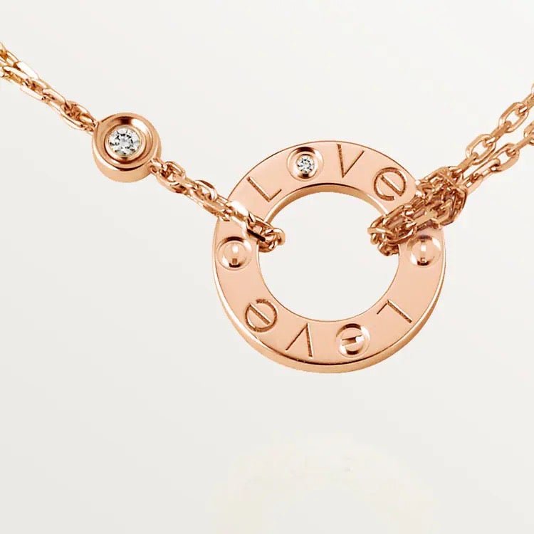 Dây chuyền Cartier Love | Vàng hồng 18k - 2 kim cương