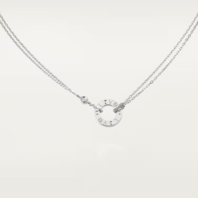 Dây chuyền Cartier Love | Vàng trắng 18k - 2 kim cương