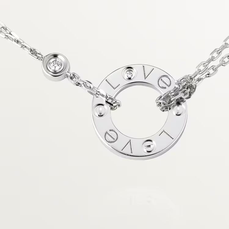 Dây chuyền Cartier Love | Vàng trắng 18k - 2 kim cương