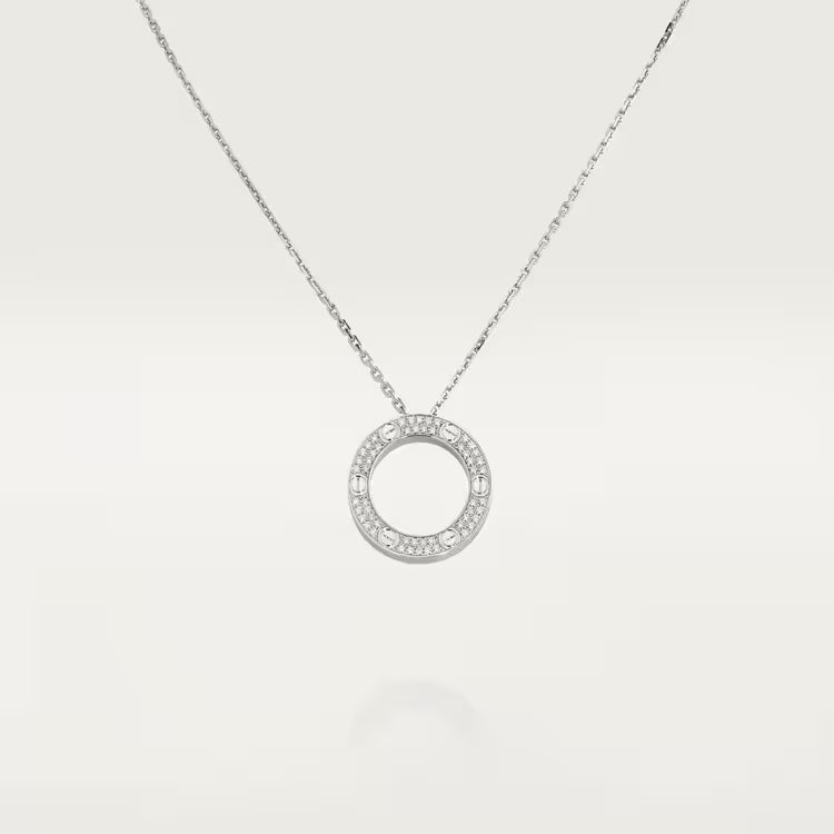 Dây chuyền Cartier Love | Vàng trắng 18k - kim cương pave