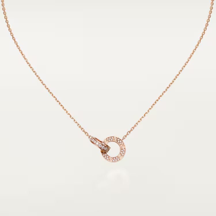 Dây chuyền Cartier Love đôi | Vàng hồng 18k - Kim cương pave