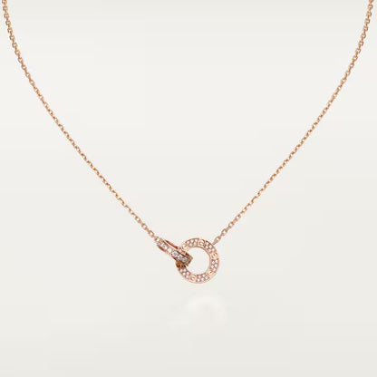 Dây chuyền Cartier Love đôi | Vàng hồng 18k - Kim cương pave