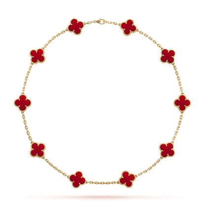 Dây chuyền Van Cleef & Arpels Alhambra 10 hoa Carnelian đỏ