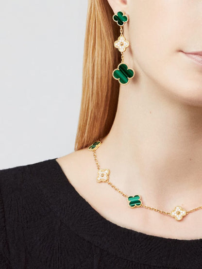 Dây chuyền Van Cleef & Arpels Alhambra 10 hoa Malachite, Kim cương