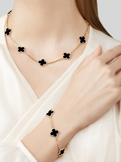 Dây chuyền Van Cleef & Arpels Alhambra 10 hoa Onyx đen