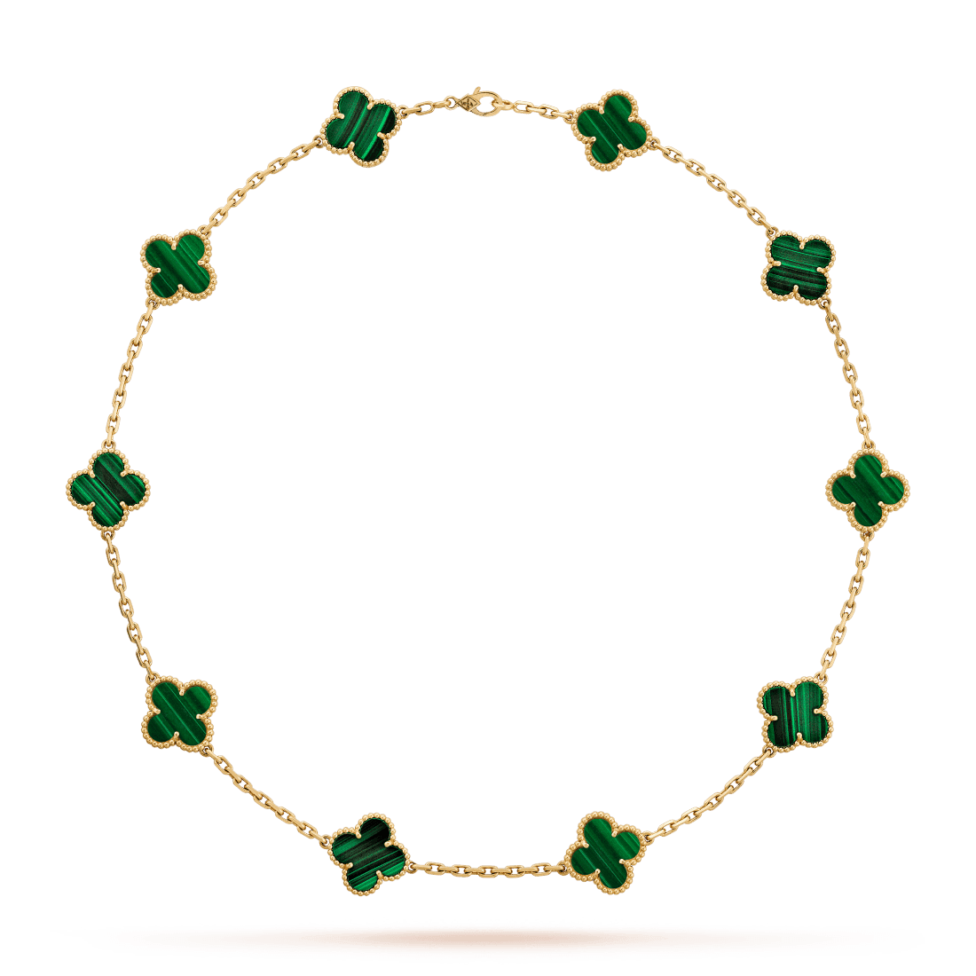   Dây chuyền Van Cleef & Arpels Alhambra 10 hoa vàng 18K đá Malachite xanh