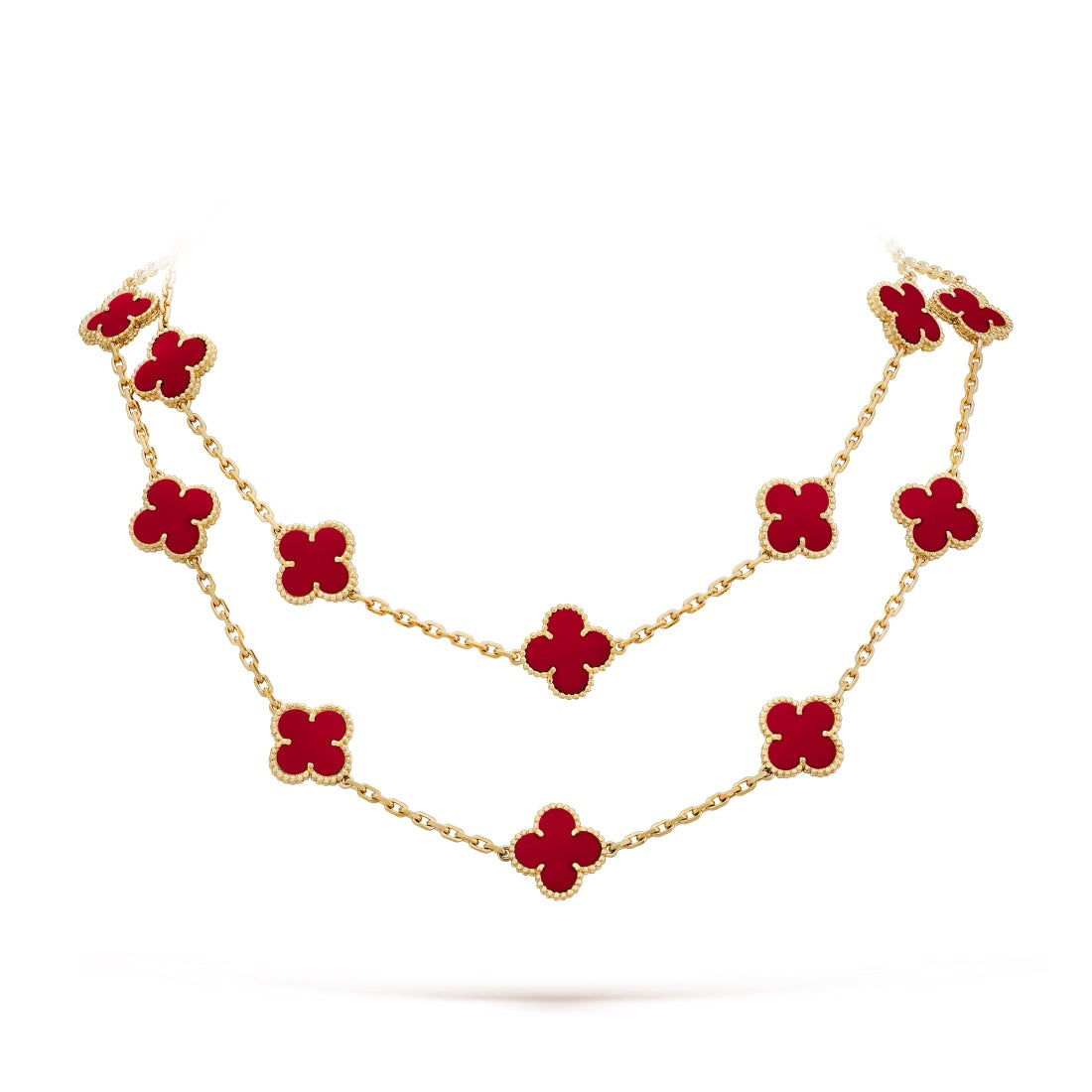   Dây chuyền Van Cleef & Arpels Alhambra dài 20 hoa Carnelian