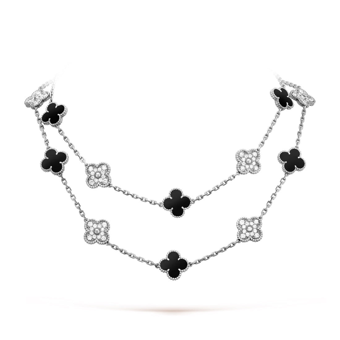   Dây chuyền Van Cleef & Arpels Alhambra dài 20 hoa kim cương, onyx