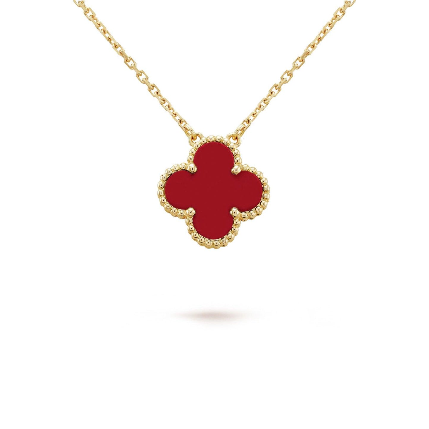 Dây chuyền Van Cleef & Arpels Alhambra vàng 18K đá Carnelian đỏ