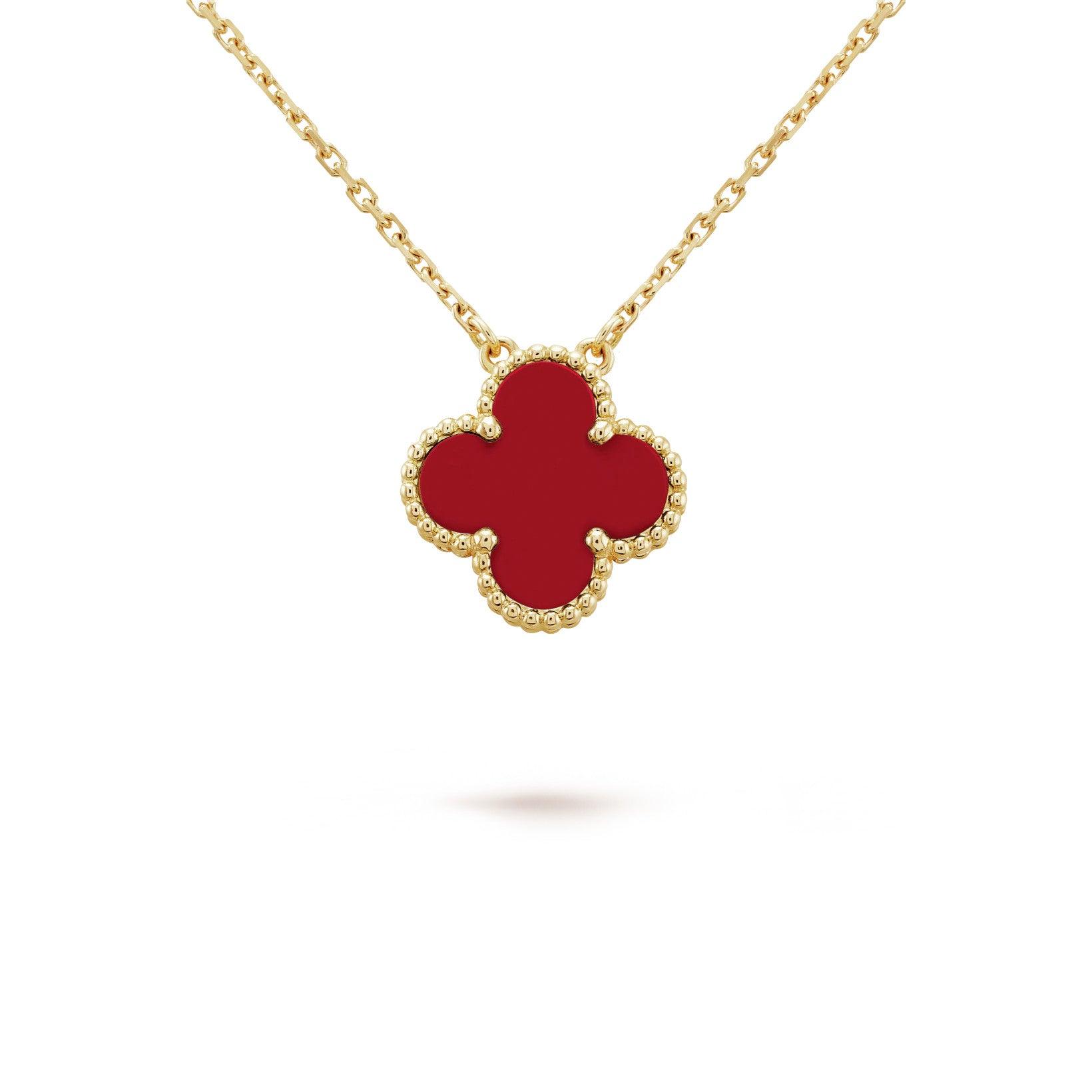 Dây chuyền Van Cleef & Arpels Alhambra vàng 18K đá Carnelian đỏ