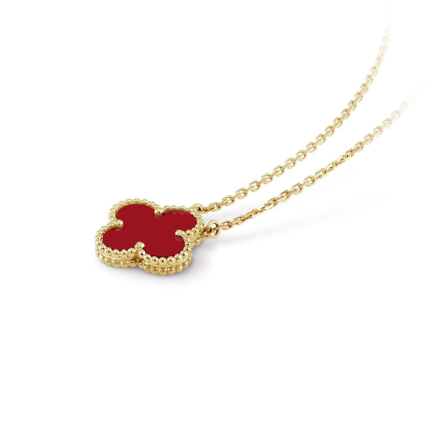 Dây chuyền Van Cleef & Arpels Alhambra vàng 18K đá Carnelian đỏ