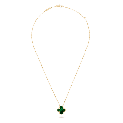 Dây chuyền Van Cleef & Arpels Alhambra vàng 18K đá Malachite xanh