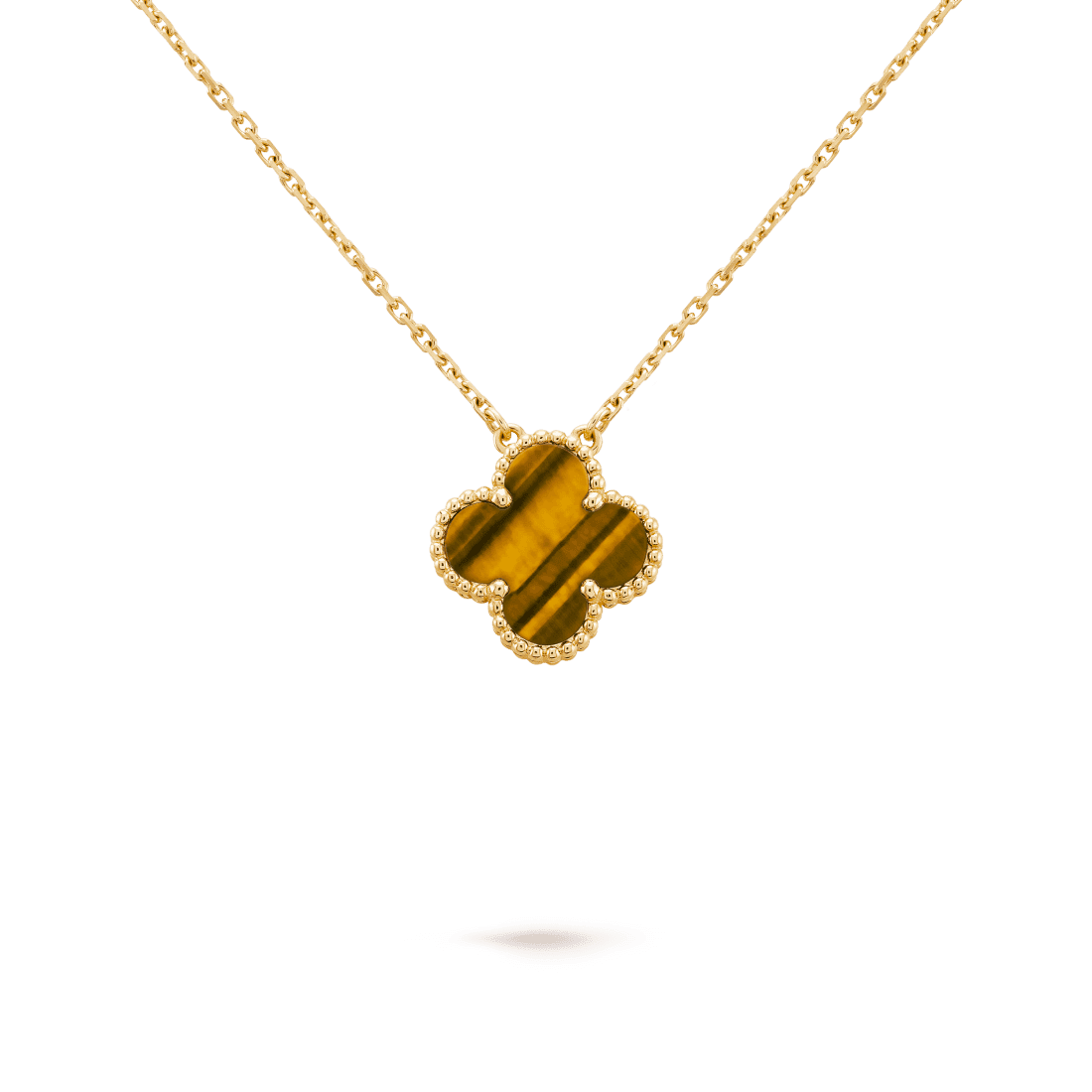 Dây chuyền Van Cleef & Arpels Alhambra vàng 18K đá Tiger eye