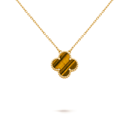 Dây chuyền Van Cleef & Arpels Alhambra vàng 18K đá Tiger eye