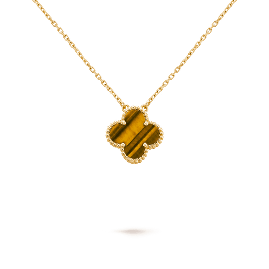 Dây chuyền Van Cleef & Arpels Alhambra vàng 18K đá Tiger eye