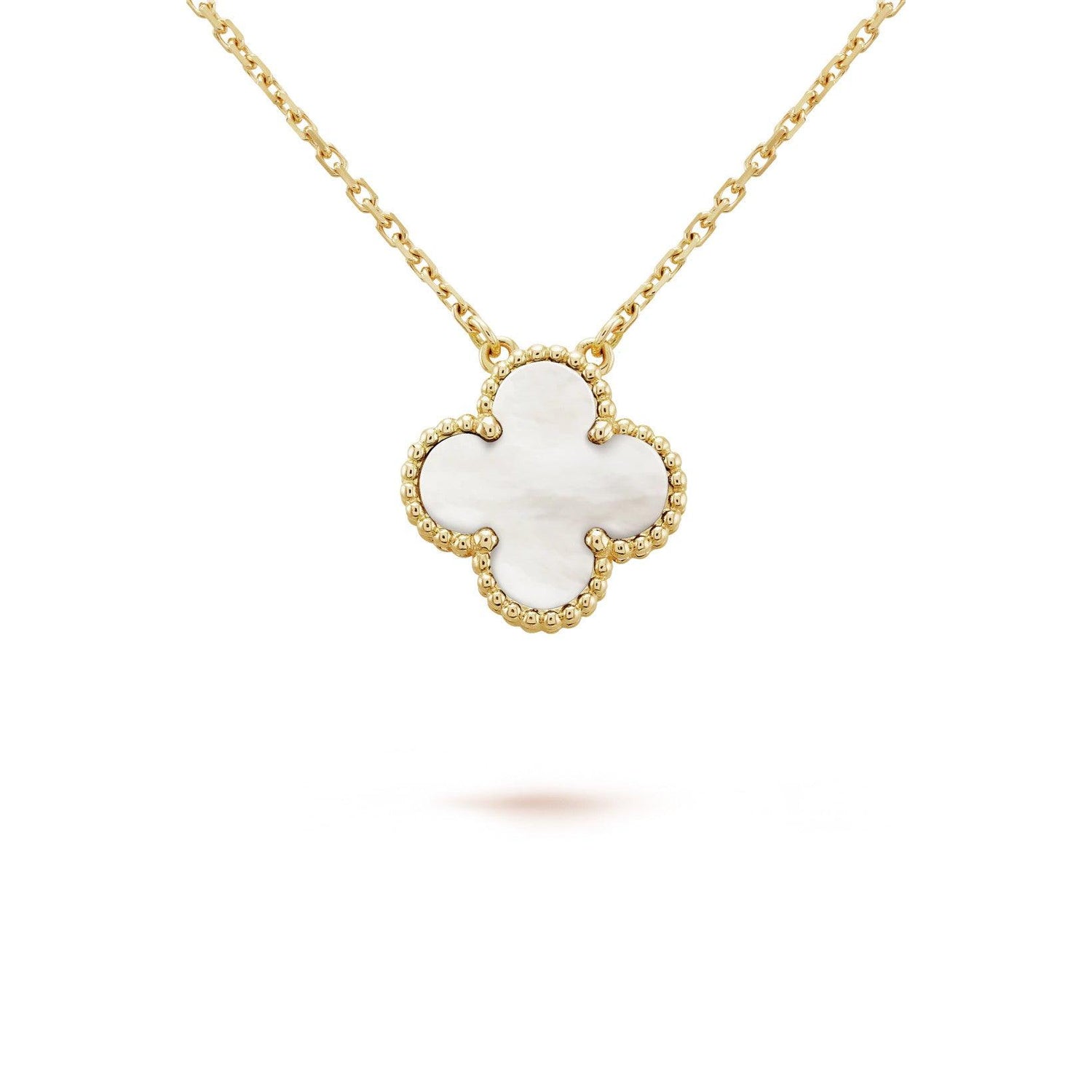 Dây chuyền Van Cleef & Arpels Alhambra vàng 18K xà cừ trắng