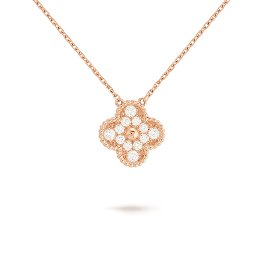 Dây chuyền Van Cleef & Arpels Alhambra vàng hồng 18K kim cương thiên nhiên