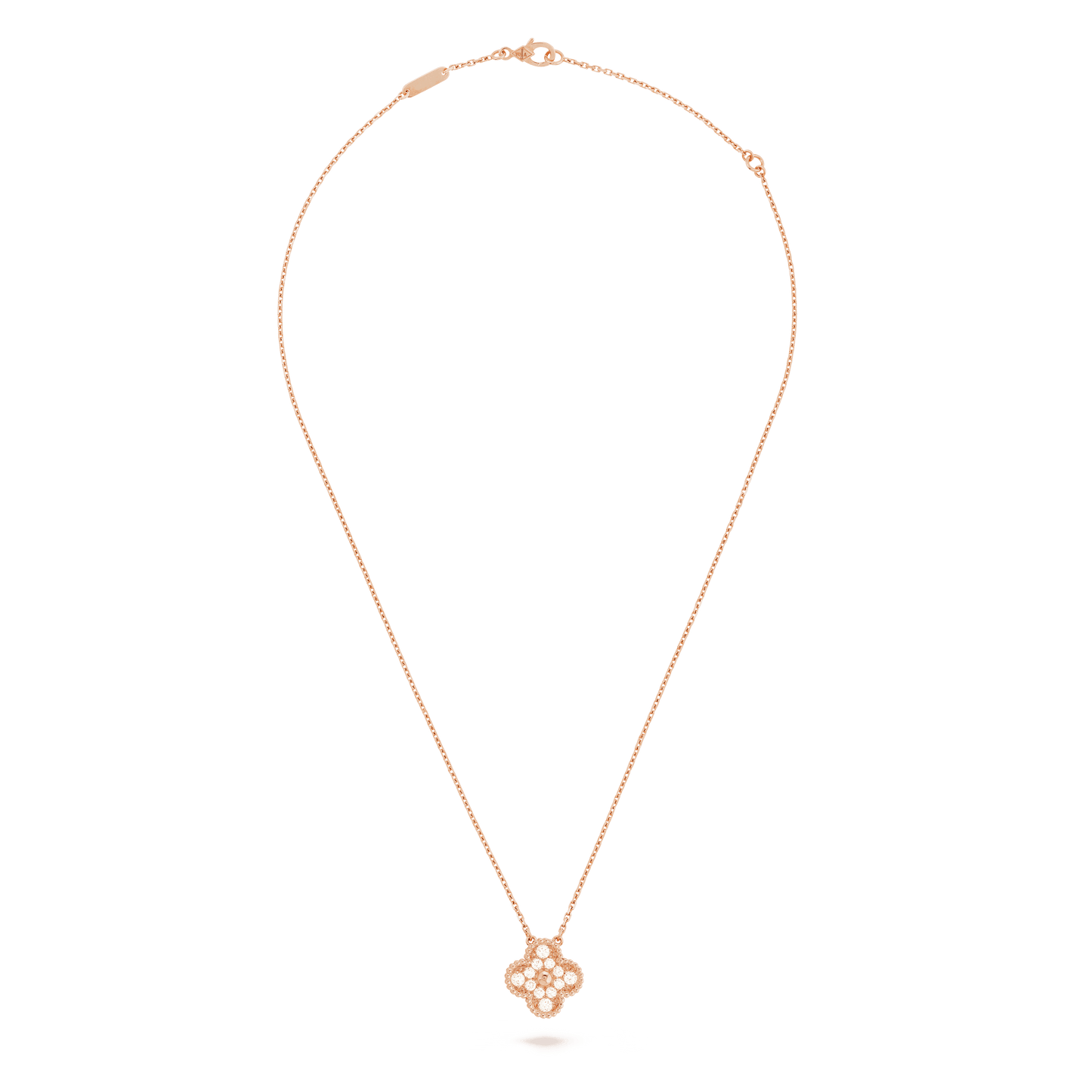 Dây chuyền Van Cleef & Arpels Alhambra vàng hồng 18K kim cương thiên nhiên