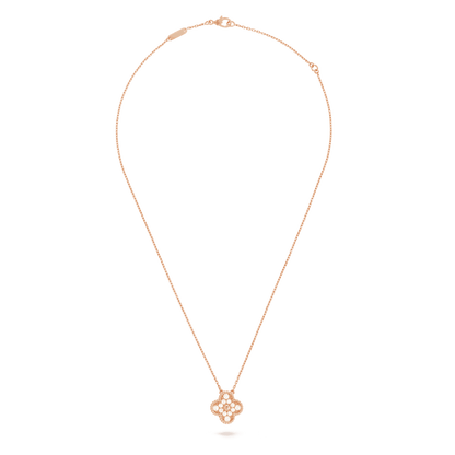 Dây chuyền Van Cleef & Arpels Alhambra vàng hồng 18K kim cương thiên nhiên