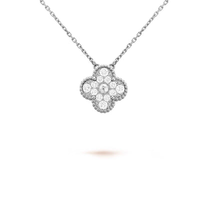 Dây chuyền Van Cleef & Arpels Alhambra vàng trắng 18K kim cương thiên nhiên