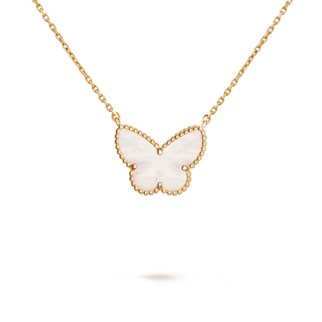 Dây chuyền Van Cleef & Arpels Lucky butterfly vàng 18K xà cừ trắng