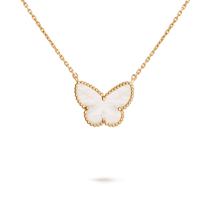 Dây chuyền Van Cleef & Arpels Lucky butterfly vàng 18K xà cừ trắng