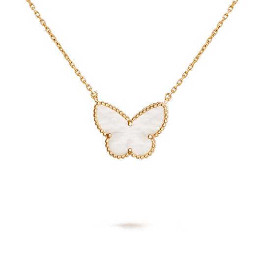 Dây chuyền Van Cleef & Arpels Lucky butterfly vàng 18K xà cừ trắng