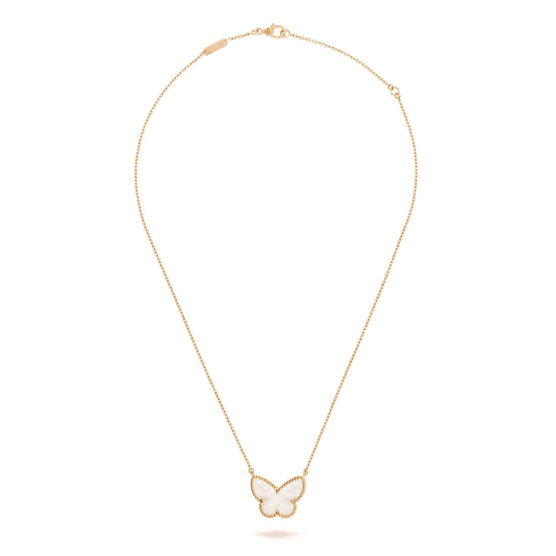 Dây chuyền Van Cleef & Arpels Lucky butterfly vàng 18K xà cừ trắng