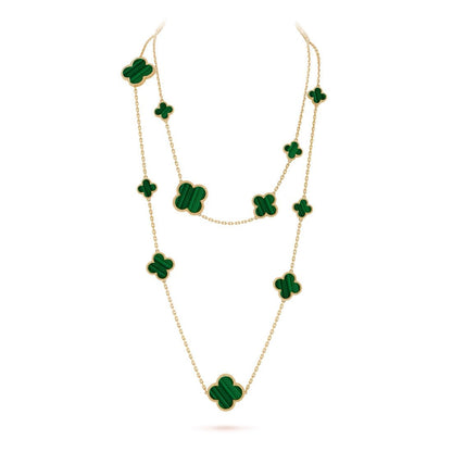 Dây chuyền Van Cleef & Arpels Magic Alhambra 16 hoa Malachite xanh