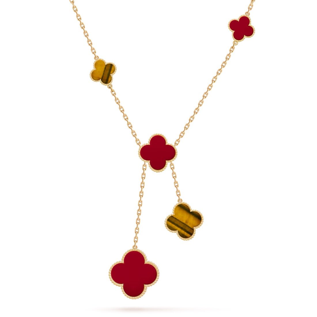 Dây chuyền Van Cleef & Arpels Magic Alhambra 6 hoa Carnelian, Mắt hổ