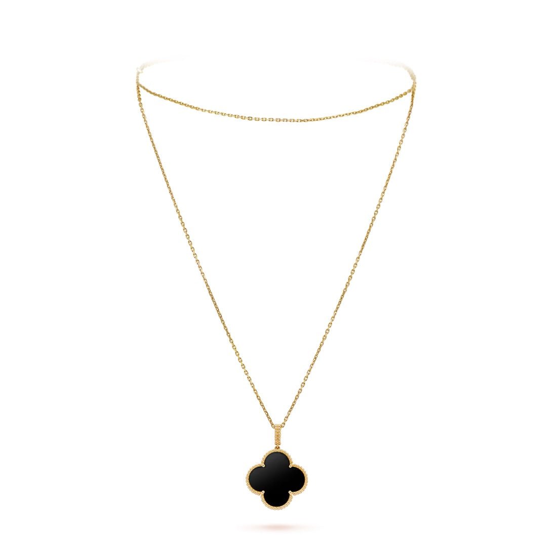 Dây chuyền Van Cleef & Arpels Magic Alhambra 90cm Onyx đen