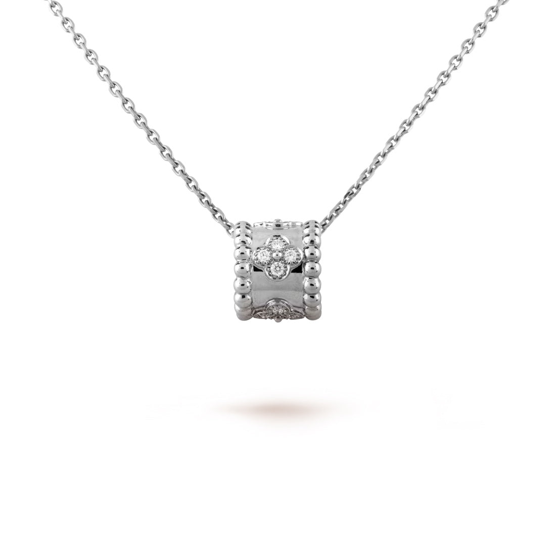 Dây chuyền Van Cleef & Arpels Perlée clovers vàng trắng 18k