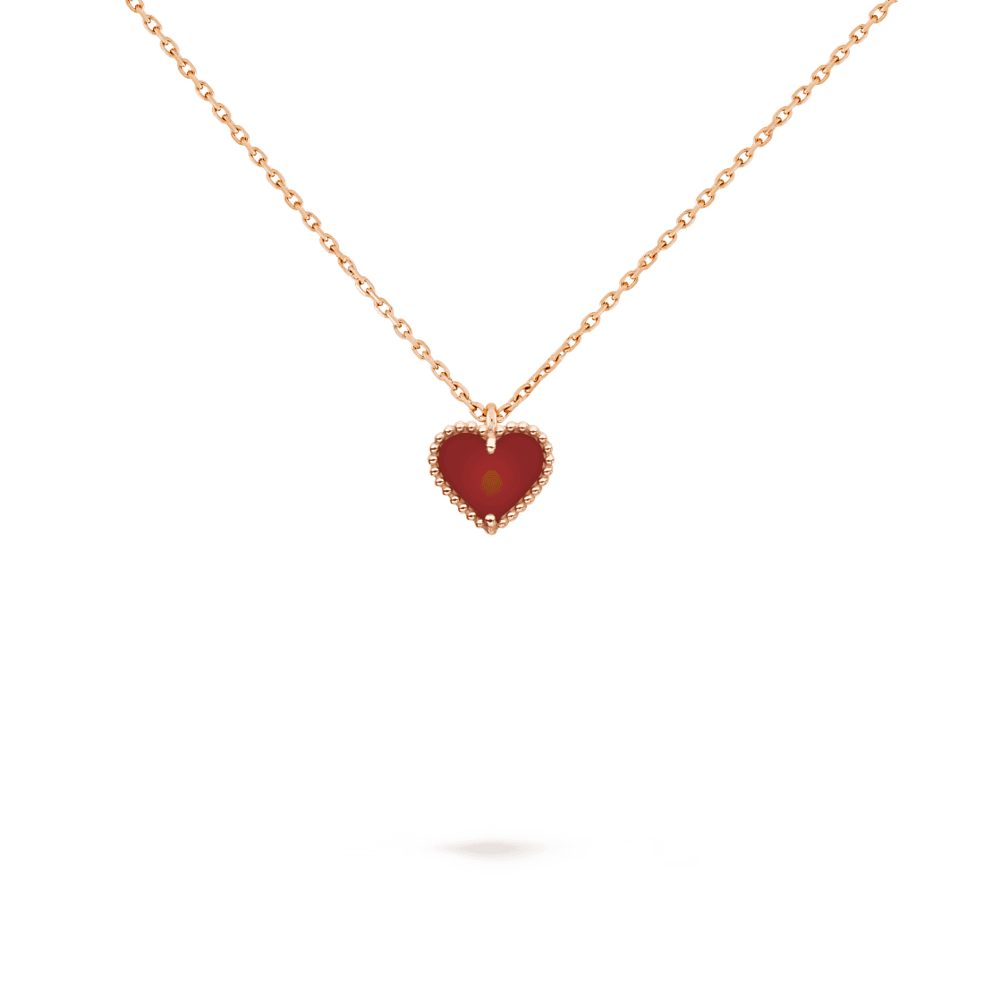 Dây chuyền Van Cleef & Arpels Sweet Alhambra Heart vàng 18K đá Carnelian đỏ