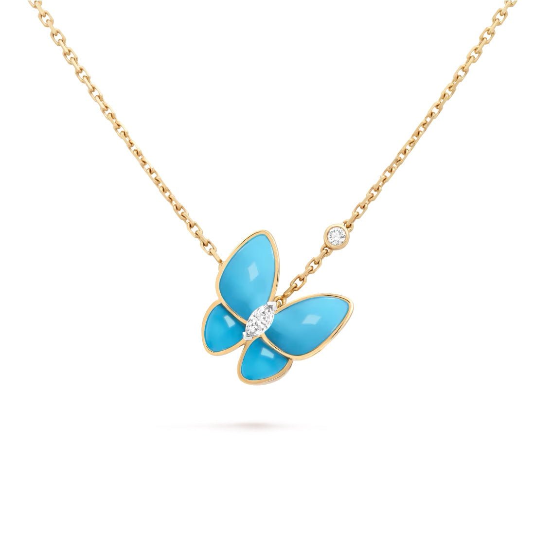 Dây chuyền Van Cleef & Arpels Two Butterfly đá Turquoise, kim cương