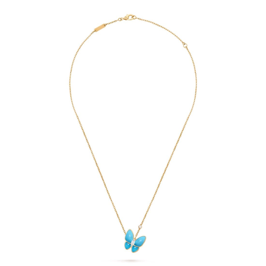 Dây chuyền Van Cleef & Arpels Two Butterfly đá Turquoise, kim cương