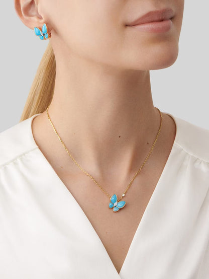 Dây chuyền Van Cleef & Arpels Two Butterfly đá Turquoise, kim cương