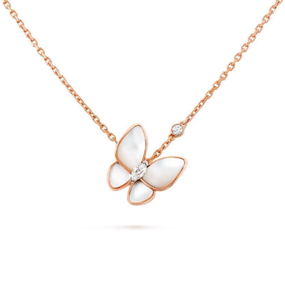 Dây chuyền Van Cleef & Arpels Two Butterfly vàng hồng 18k, Xà cừ