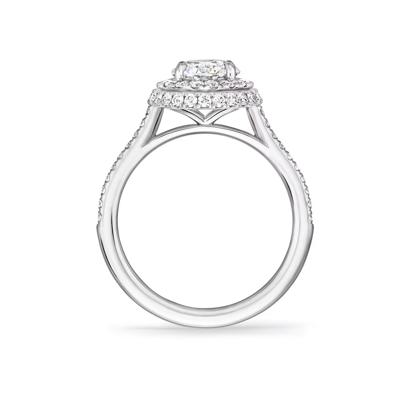 Nhẫn đính hôn kim cương Double Halo Micropavé