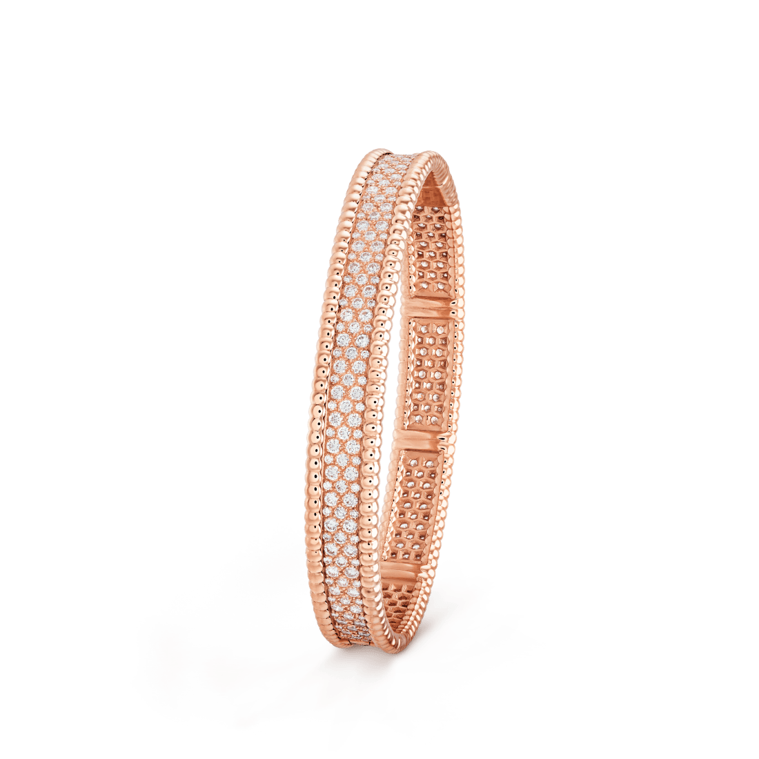 Lắc tay Van Cleef & Arpels Perlée diamonds, 3 rows vàng hồng