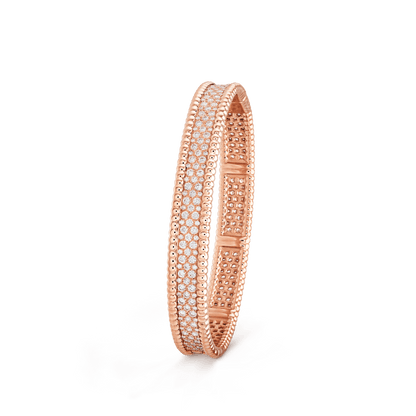 Lắc tay Van Cleef & Arpels Perlée diamonds, 3 rows vàng hồng