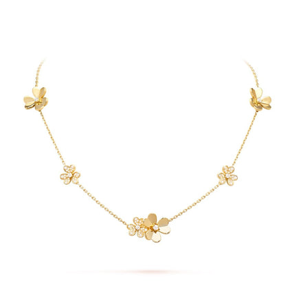 Mặt dây chuyền Van Cleef & Arpels Frivole 9 hoa vàng 18k, kim cương