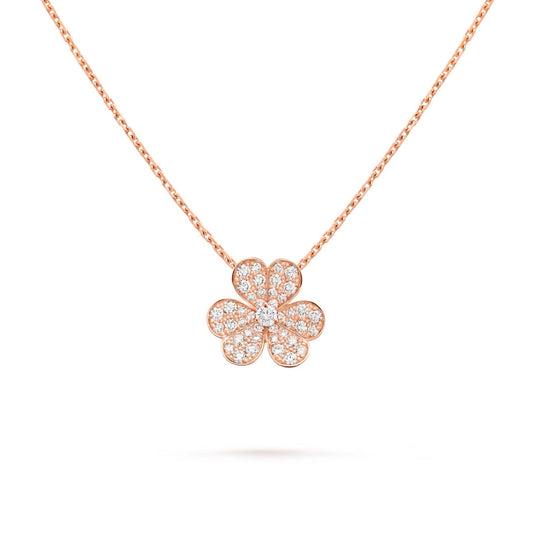   Mặt dây chuyền Van Cleef & Arpels Frivole mẫu nhỏ vàng hồng 18k, kim cương