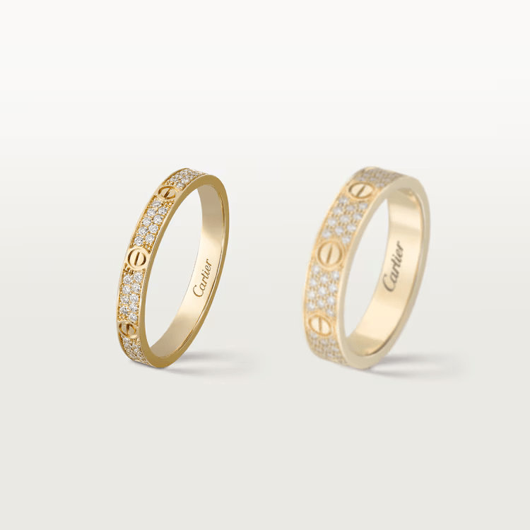 Nhẫn Cartier Love 2.6mm | Vàng 18k - Kim cương Pave