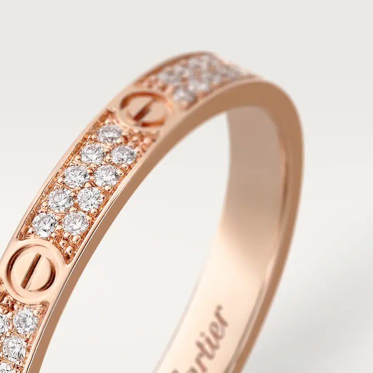   Nhẫn Cartier Love 2.6mm | Vàng hồng 18k - Kim cương Pave