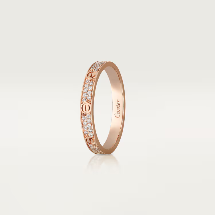   Nhẫn Cartier Love 2.6mm | Vàng hồng 18k - Kim cương Pave