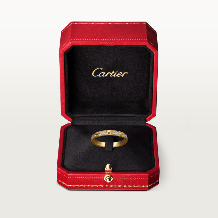   Nhẫn Cartier Love 2.6mm | Vàng hồng 18k - Kim cương Pave