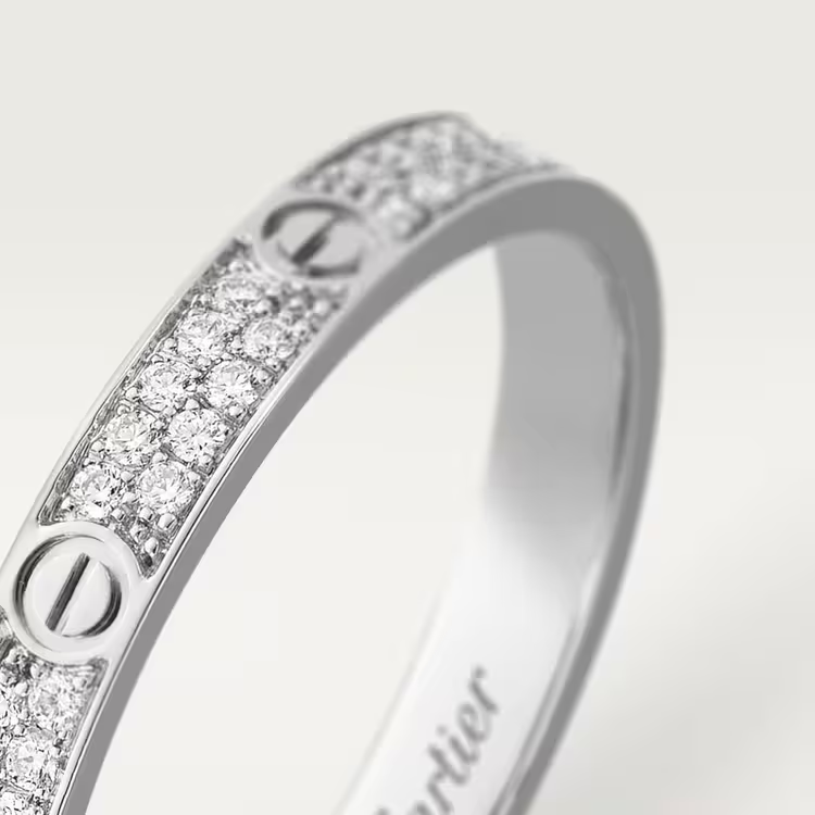   Nhẫn Cartier Love 2.6mm | Vàng trắng 18k - Kim cương Pave