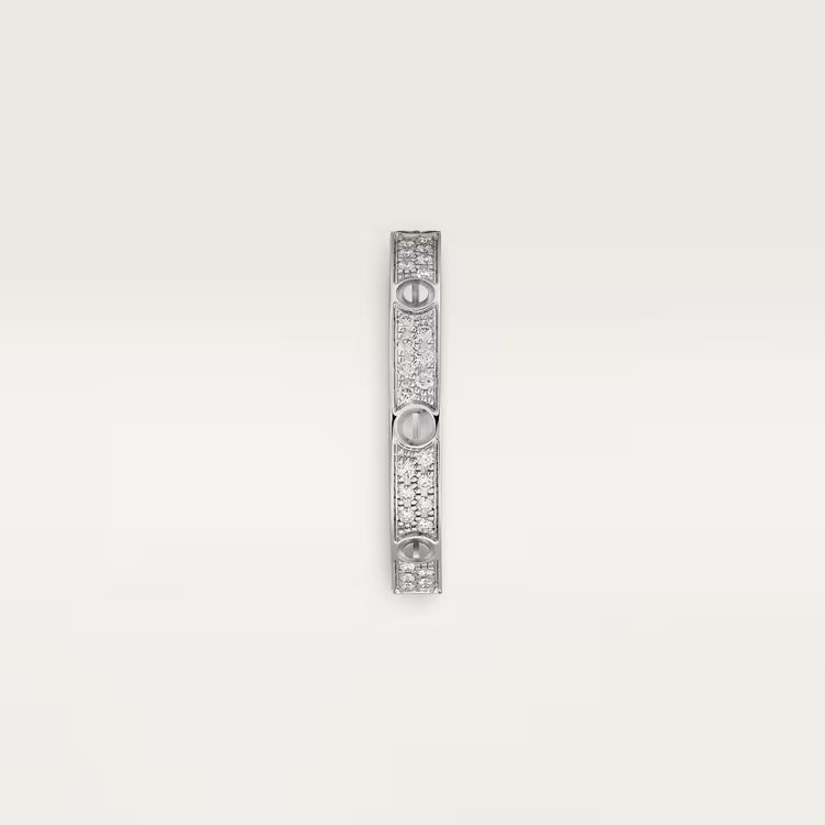   Nhẫn Cartier Love 2.6mm | Vàng trắng 18k - Kim cương Pave