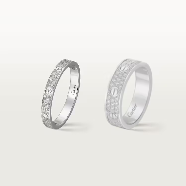   Nhẫn Cartier Love 2.6mm | Vàng trắng 18k - Kim cương Pave