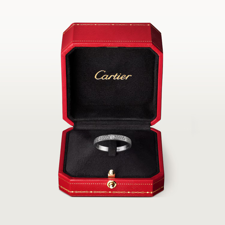   Nhẫn Cartier Love 2.6mm | Vàng trắng 18k - Kim cương Pave